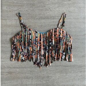 Bebe Orange 90s Y2K Fringe Indie Crop Top Bra/Bralette Size XXS 1049